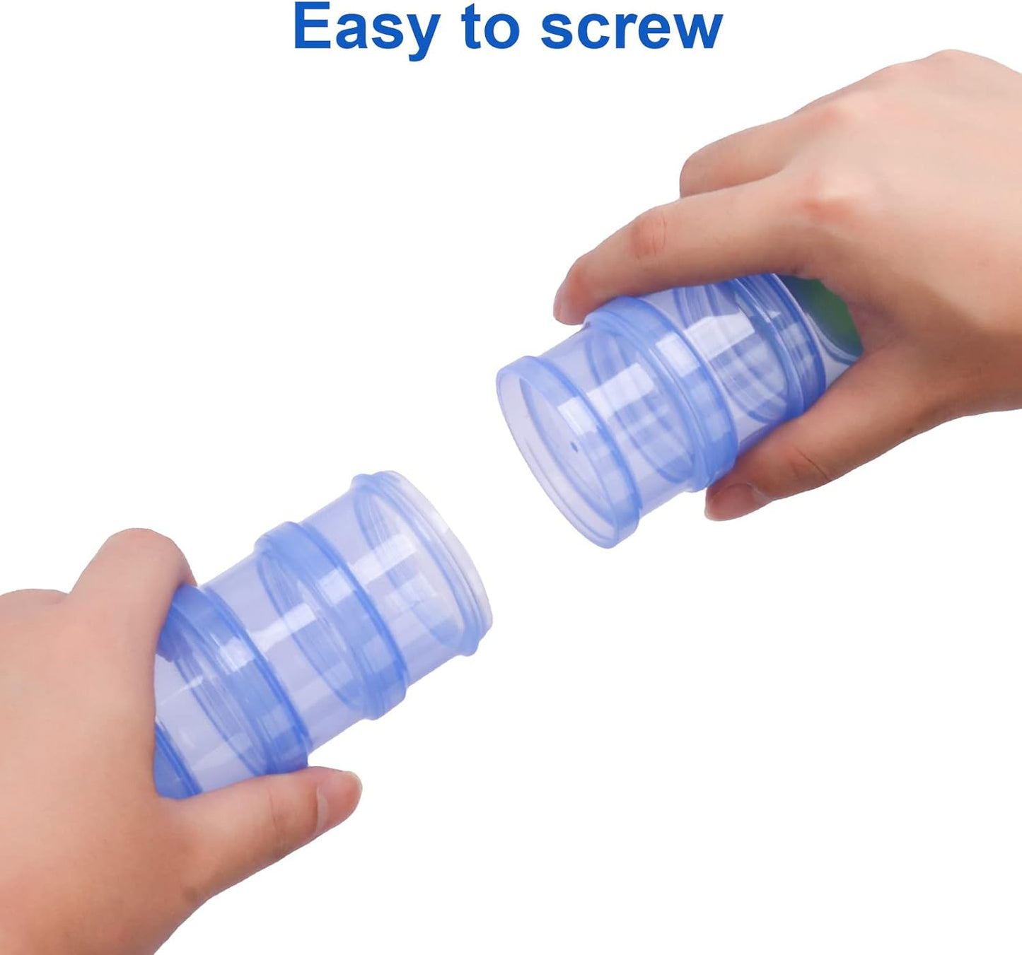 2 Pack 7 Day Pill Organizer Case Stackable Weekly Supplements Vitamins Pills Holder Dispenser Large Translucent Blue with Extra Lid