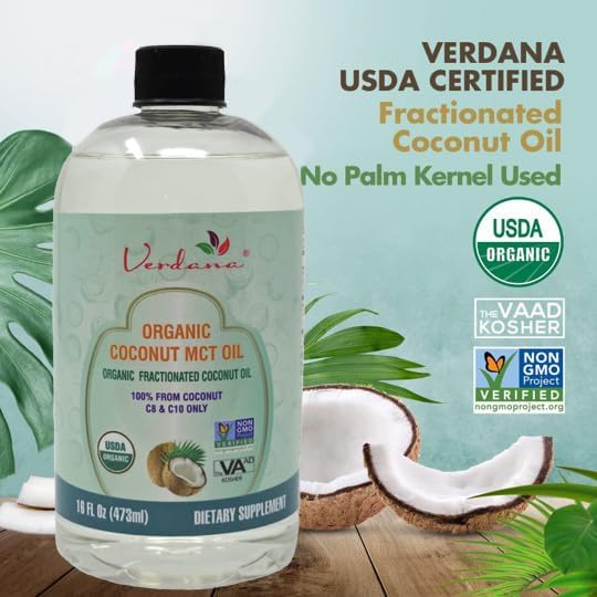 Verdana USDA Certified Organic Coconut MCT Oil – Fractionated Coconut Oil – No Palm Kernel Used – Kosher, Food Grade, Non-GMO – Great for Keto and Paleo Diets, Oil Pulling Rinse Mouthwash – 16 Fl Oz