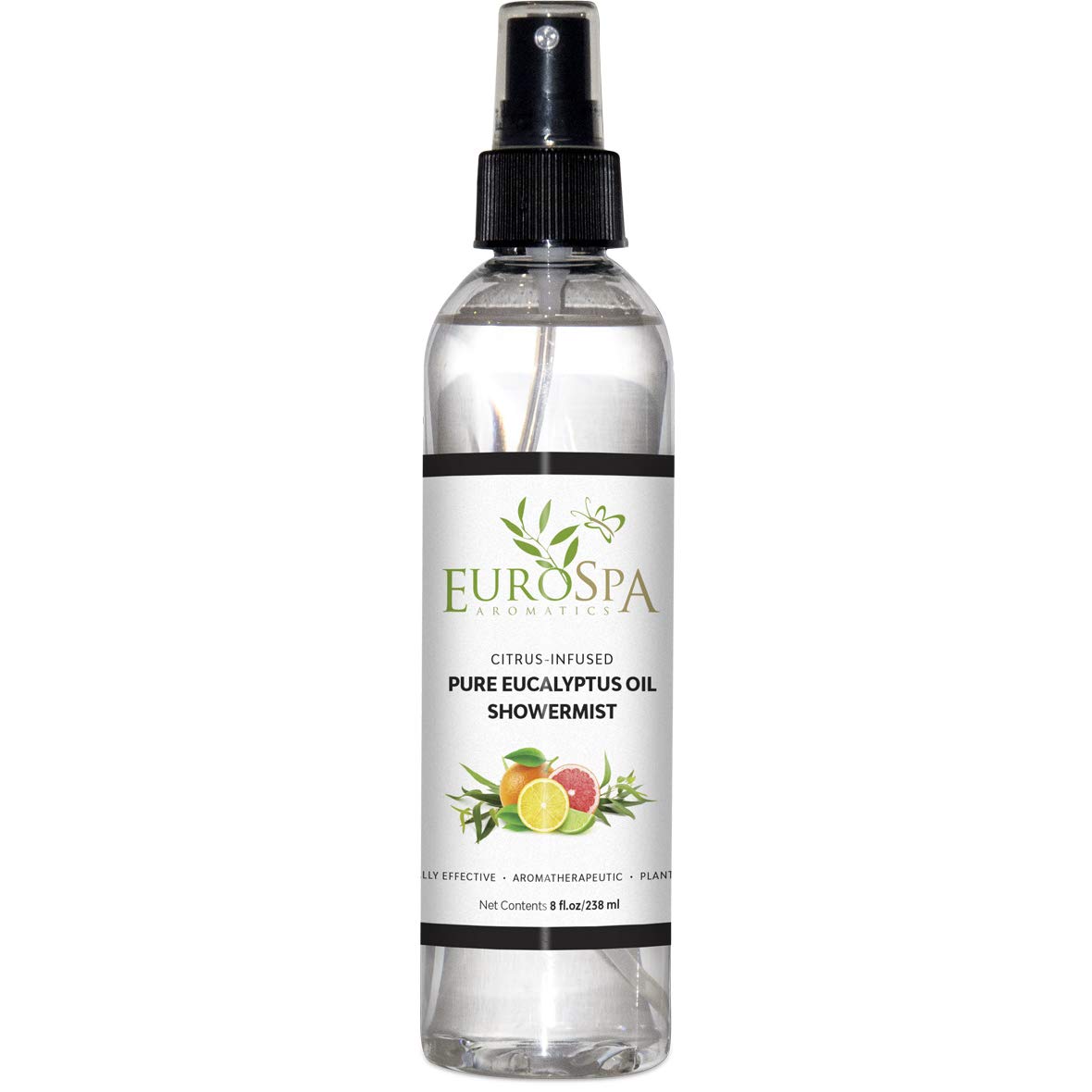 EuroSpa Aromatics Pure Eucalyptus Oil ShowerMist and Steam Room Spray, All-Natural Premium Aromatherapy Essential Oils - Citrus Infused, 8oz