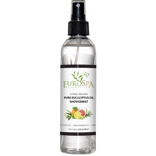 EuroSpa Aromatics Pure Eucalyptus Oil ShowerMist and Steam Room Spray, All-Natural Premium Aromatherapy Essential Oils - Citrus Infused, 8oz