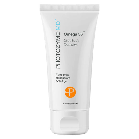 Photozyme Omega 36 Body Complex – Anti-Aging Body Cream with Omega 3,6, Ceramides & DNA Repair Enzymes – Hydrating, Firming, Nourishing, Fragrance Free, Unscented – 2 fl oz