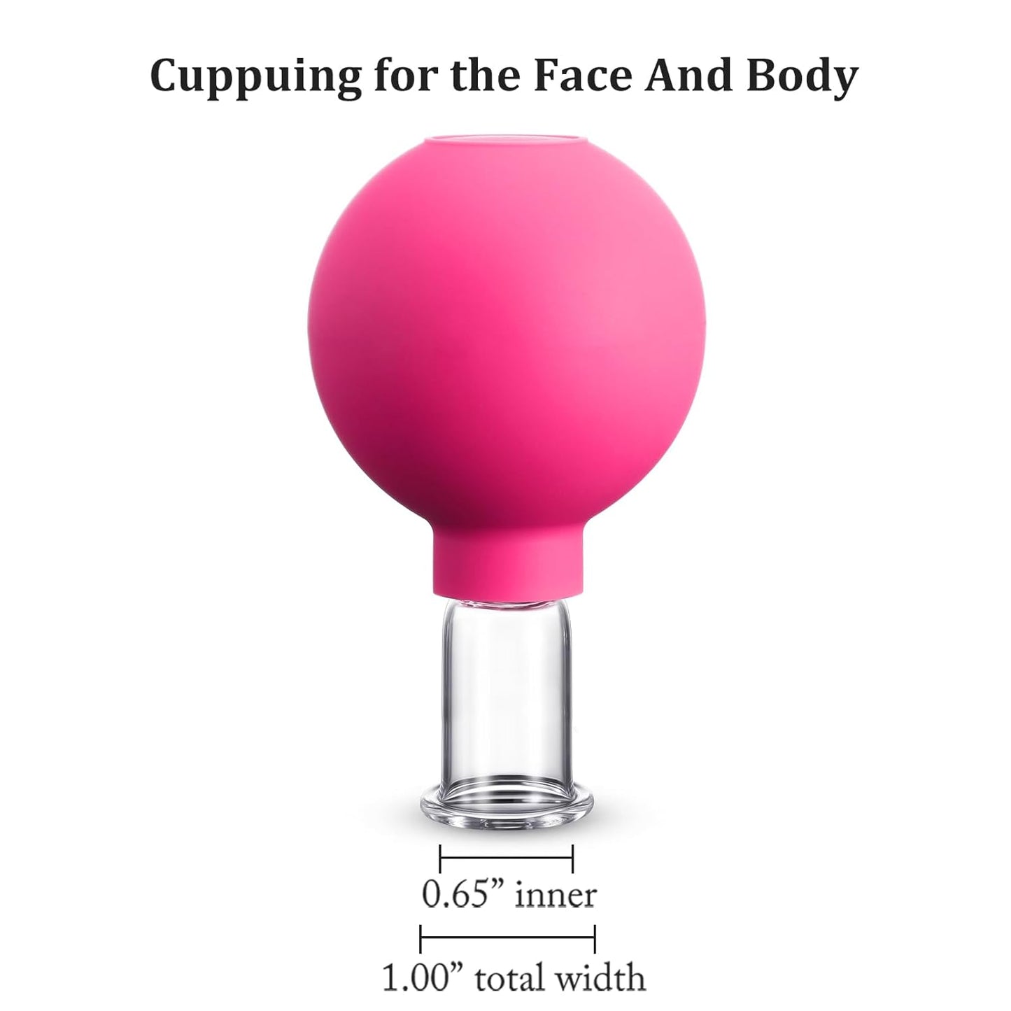 Nuanchu Facial Cupping Cup Rose Red Glass Face Cup Silicone Cupping Massage Vacuum Suction Mug for Body Face Leg Arm Back Shoulder Muscle and Joint Pain(0.65 Inch Diameter)