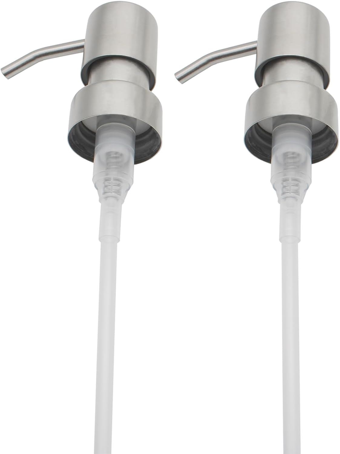2PCS Soap Dispenser Pump Replacement Stainless Steel Pump Bottle Press Head Silver Bathroom Accessories Suitable for Many Soap Bottles