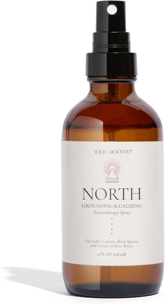 North Aromatherapy Room & Body Spray | Long-Lasting, All Natural Essential Oil Spray - Lavender, Cypress, Black Spruce, Vetiver in Rose Water | Calming & Grounding - 4oz