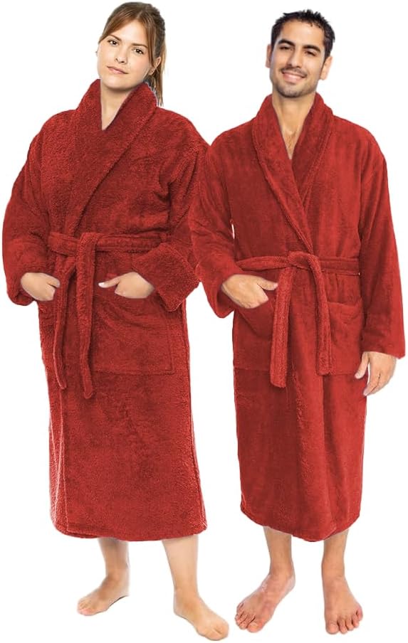 Classic Turkish Towels CTT Premium 100% Turkish Cotton Terry Cloth Bath Robe for Women & Men, Soft & Plush Long Unisex Robe