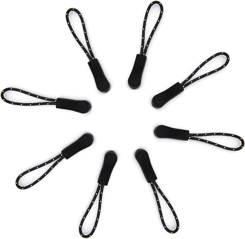 Ruidee 50 Pieces Zipper Pulls Zipper Tabs Zipper Pull Cord Extender Replacement Zipper Pulls for Backpacks, Jackets, Luggage, Purses, Handbags（Black White Dot）