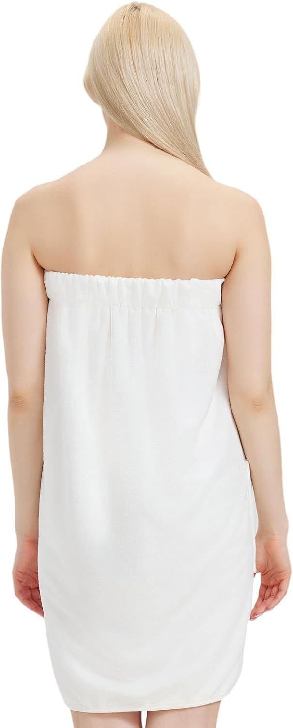 Womens Bath Body Wrap Towel Lightweight Shower Spa Wrap Robe Adjustable Closure Bathrobe