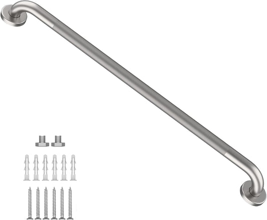 Brushed Nickel Shower Grab Bar w/Anti-Slip Knurled Grip 36 Inch, Zepolu Stainless Steel Bathroom Grab Bars, Safety Bar Balanced Handrail, Handicap Injury Elderly Senior Assist Support Shower Handle