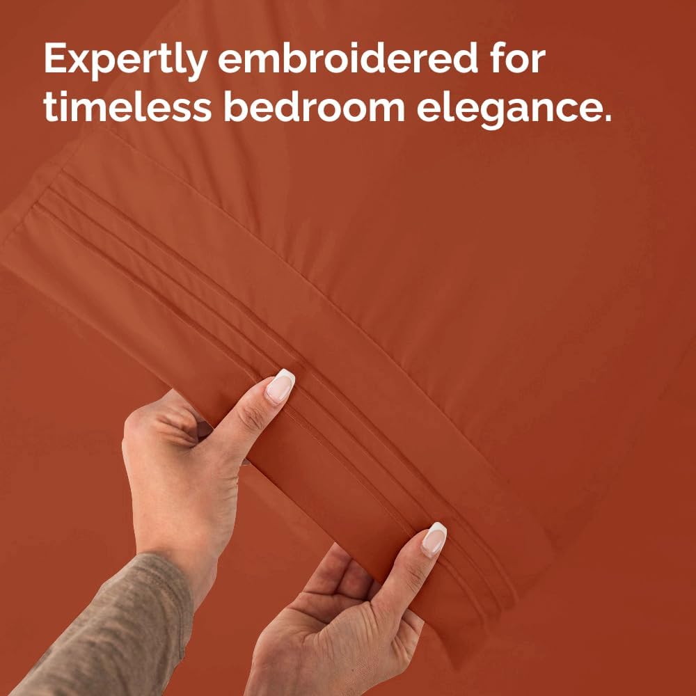 CGK Unlimited Queen Size Terracotta Microfiber Pillowcase Set of 2 - Soft, Hotel Quality Pillowcase Covers - Comfy Bedding for Women, Men, Kids & Teens - Machine Washable Pillow Protectors