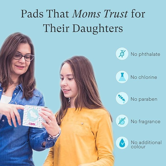 Teens Period Pads with Wings for Tweens, Organic Cotton Sanitary Pads for Teen Girls 9-14, Mini Petite, 90 CT