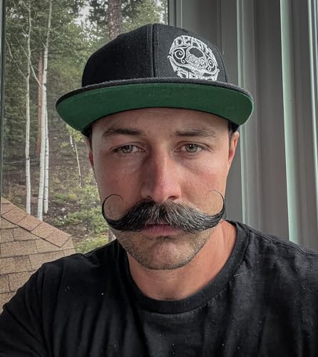 Black Mustache Wax | Black Magic Death Grip Moustache Wax | Hide Grey Hair In Beard Or Moustache | Extra Strong Hold Mustache Wax Unscented | 1 oz Tin Heat Source Required (Black Magic Bare Bones)