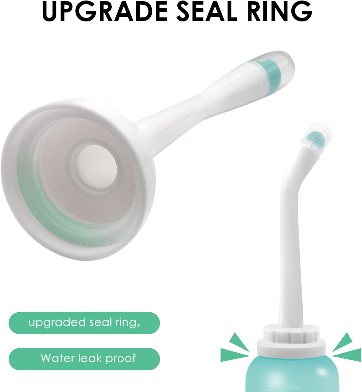 RUFCRIL Peri Bottle, Portable Travel Bidet with Bag, TPE Material Can Be Boiled, 17oz/500ml with 2 Sealing Rings,Essentials for Postpartum Perineal Care,Feminine Cleansing,and Baby(Green)