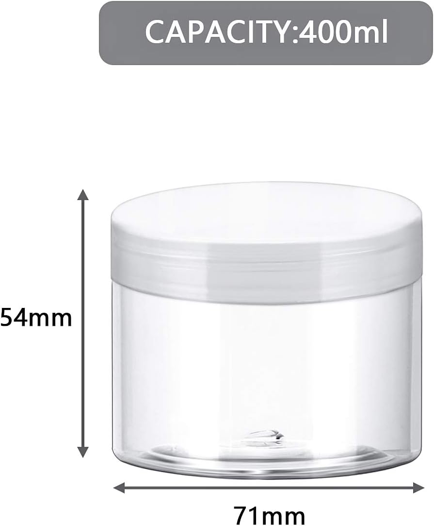 SATINIOR 12 Pack 6 oz Plastic Container Jars with Lids Round Clear Travel Cosmetic Container Slime Jars for Toiletries, Lotion, Cream, Ointments, Makeup, Rhinestone, Samples, Kitchen Storage(Clear)