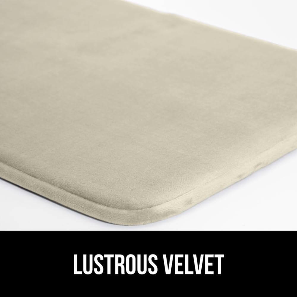 GORILLA GRIP Memory Foam Bath Rugs, Soft Absorbent Velvet Bathroom Mats, Durable Dots on Underside, Machine Washable Bathmat, Carpet Rug Room Decor for Shower Floor, 48x24 Mat, Champagne