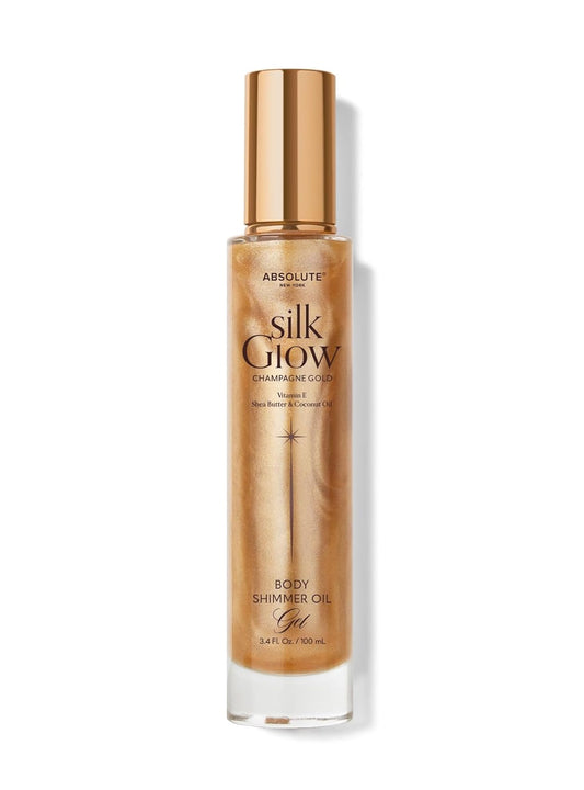 Absolute New York - Silk Glow Shimmer Mist Glow, Radiant, Shimmer Body & Face & Hair, Shea Butter, Coconut Oil, Vitamin E (SBGS05 Champagne Gold Oil Gel, 3.4 fl oz)