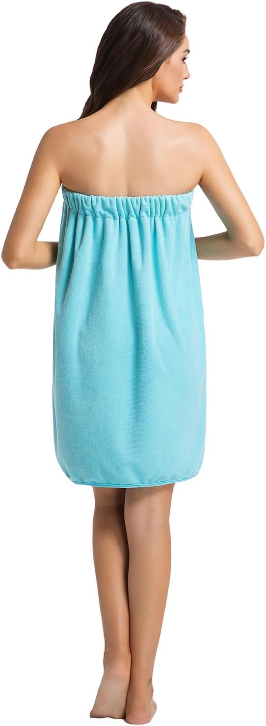 Womens Towel Wrap Bath Robe Lightweight Spa Body Wrap Shower Adjustable Snap Closure