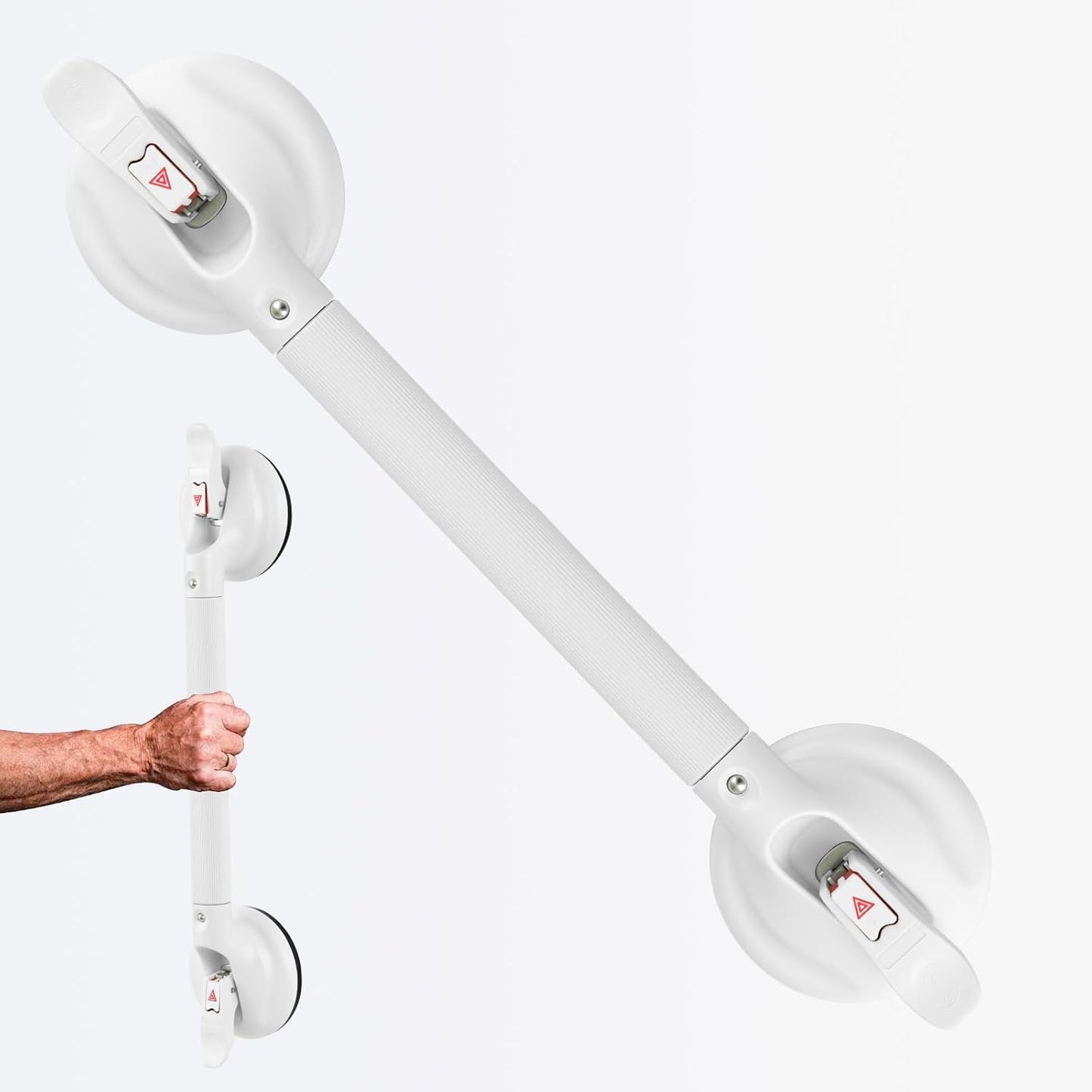 Shower Handle Upgraded 19 inch Grab Bar for Bathtub,Shower Handles with Strong Suction Cup,Bathroom Safety Grab Bar for Handicap Elderly Seniors and Disabled,White