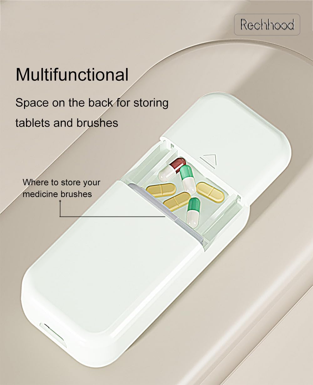 3-in-1 Pill Cutter 1/4 1/3 1/2 with Pill Storage Case, Stainless Steel Blade Cuts Pills Ideal for Cutting Vitamins and Pills (White)