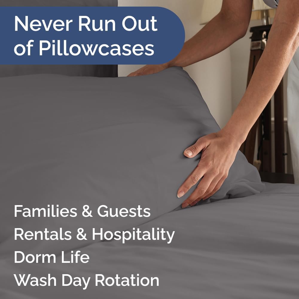 King Pillow Cases Set of 8 - Ultra Soft Hotel Quality Pillowcase Covers - Comfy. Cozy & Wrinkle Free - Shrink, Stain and Fade Resistant - Machine Washable Pillow Protectors - 8 Piece Set - Dark Grey