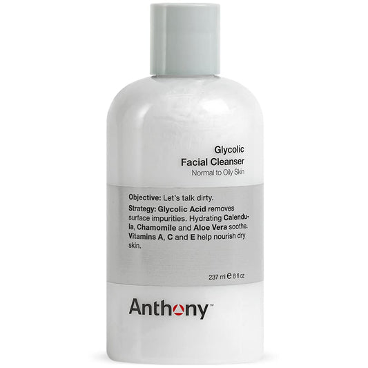 Anthony Glycolic Facial Cleanser for Men, Daily Exfoliating & Hydrating Face Wash, Shave Prep, Non-Foaming, Deep Cleansing, Gentle on Sensitive Skin, Removes Dirt & Oil, Smooths Texture, 8 Fl Oz