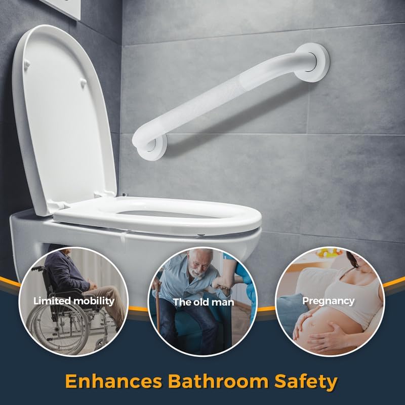 Grab Bars for Shower, 1 Pack 32-Inch Anti Slip Shower Handles for Elderly, Safety Shower Grab Bar, Stainless Steel Handicap Grab Bars for Bathroom (White 1" Diameter)