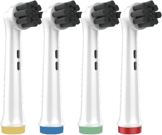 Replacement Toothbrush Heads Compatible with Oral-B Braun Electric Toothbrushes Adults, Black, Bamboo-Charcoal Infused Bristles Refills for Oral B Handles 3756 3757 3744 3765 3709 4729 (16)