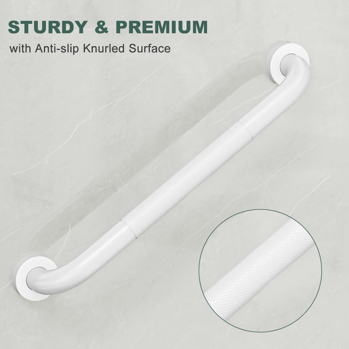 FANHAO 2 Pack Grab Bars for Bathtubs and Showers, 16 Inch Anti Slip Shower Grab Bars Stainless Steel Shower Handle Toilet Handicap Elderly Senior Assist Bathroom Safety Bars (White)