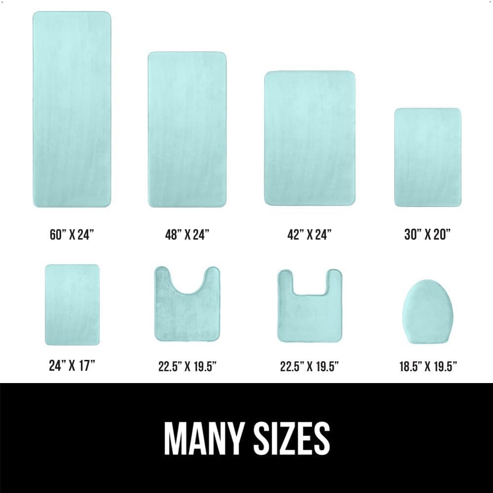 GORILLA GRIP Memory Foam Bath Mat, Soft Absorbent Velvet Bathroom Mats, Durable Dots on Underside, Machine Washable Bathmat, Carpet Rug Room Decor for Shower Tub Floor RV, 24x17 Rugs, Seablue