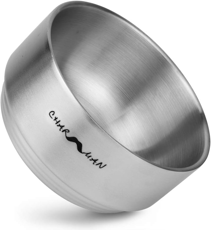 Stainless Steel Shaving Soap & Cream Bowl with Lid | Three-walls Heat Preservation | Heavy Weight Steel