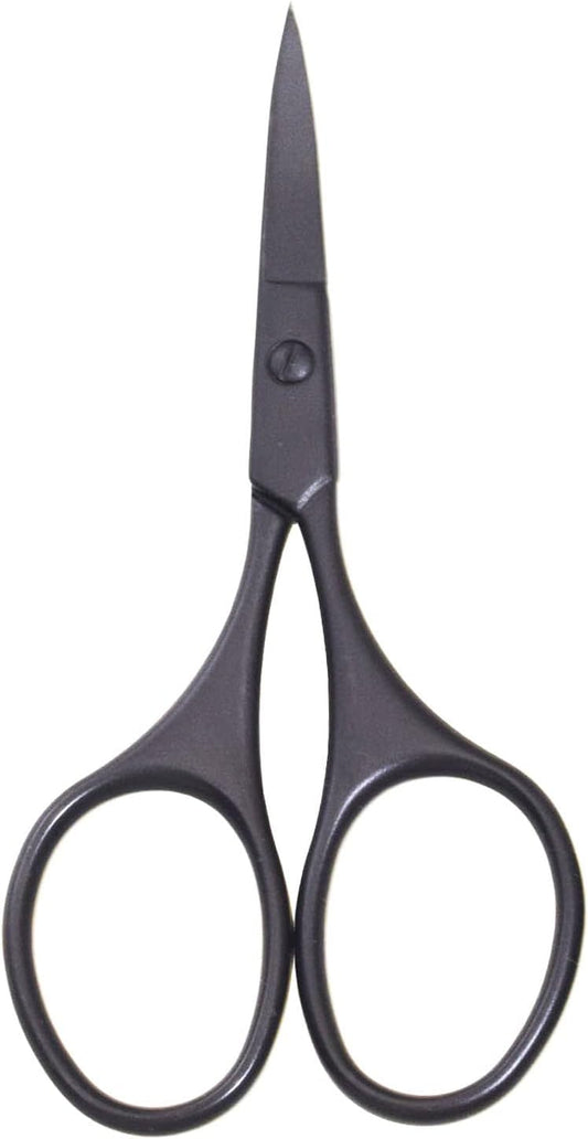 Multicolor Professional Grooming Scissors for Personal Care Facial Hair Removal and Ear Nose Eyebrow Trimming Stainless Steel Fine Straight Tip Scissors 3.9 Inch (Black Curved D)