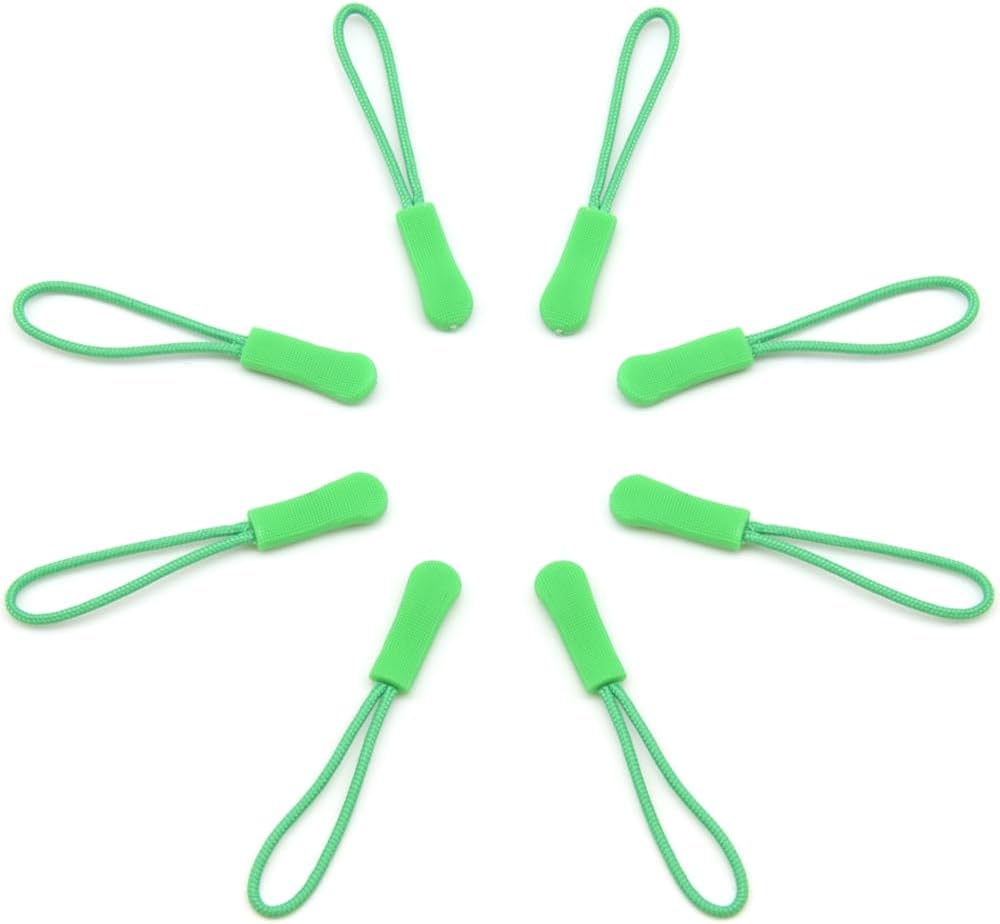 Ruidee 50 Pieces Zipper Pulls Zipper Tabs Zipper Pull Cord Extender Replacement Zipper Pulls for Backpacks, Jackets, Luggage, Purses, Handbags（Light Green）