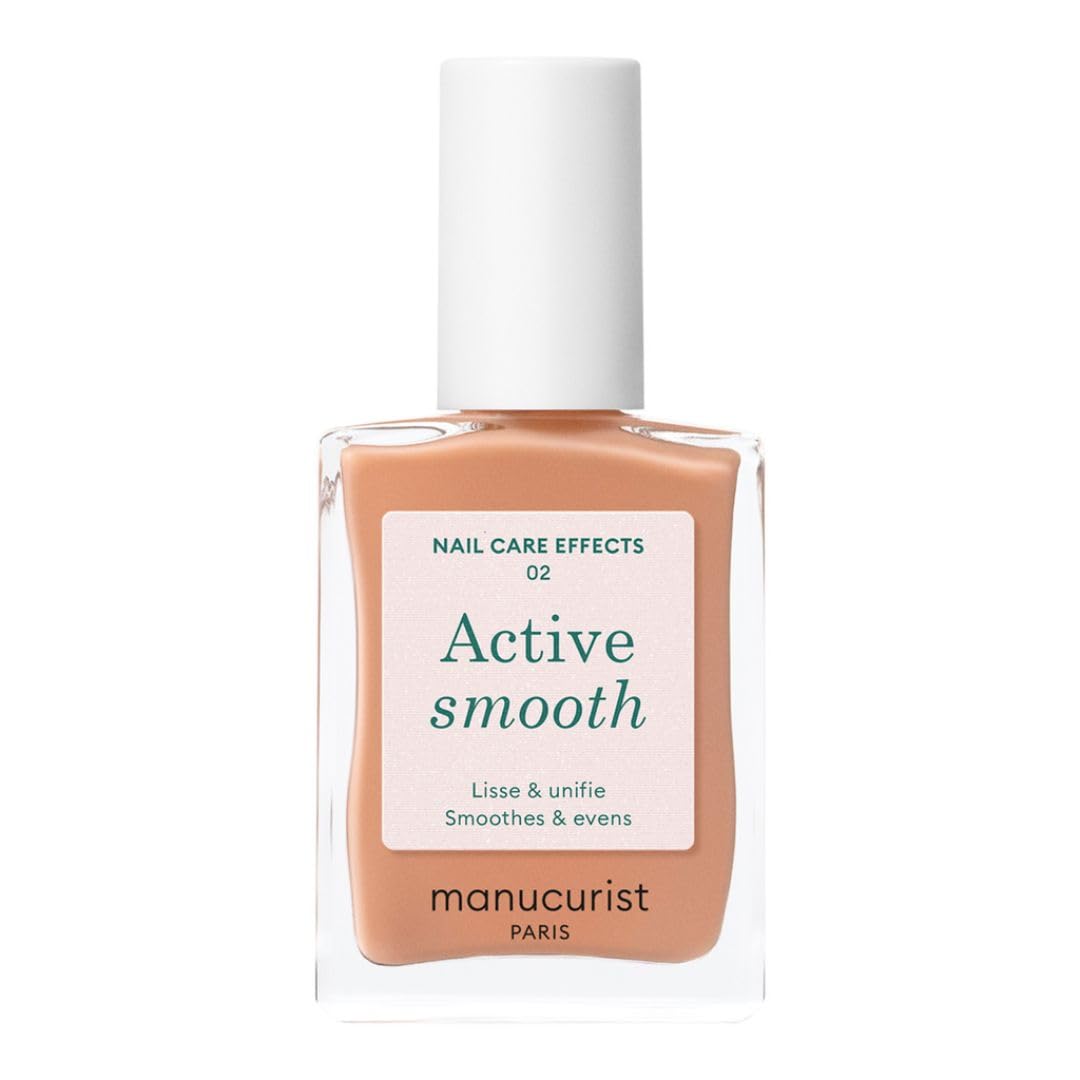 Manucurist Active Smooth 02 Nail Concealer Polish & Care - 2 in 1 Nude Nail Polish : Nail Strengthener and Growth - Nail Concealer - Ridge Filler for Nails - Natural Nail Polish - Golden Finish