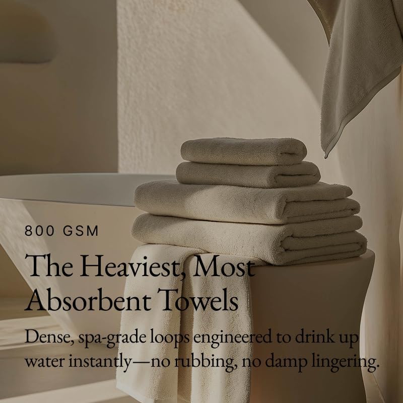 Italic Ultraplush 100% Australian Cotton Towels - Set of 2 Luxury Bath Towels, Quick Dry Plush and Absorbent, Heavy Duty Large Bath Towels, 800GSM Towels for Bathroom & Spa (Sand)