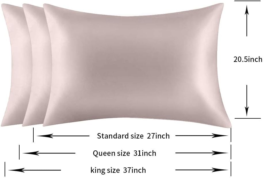 100% Mulberry Silk Pillowcases Set of 2 for Hair and Skin and Super Soft and Breathable Queen Size Nature Silk Pillowcases (Queen, Apricot Gray)