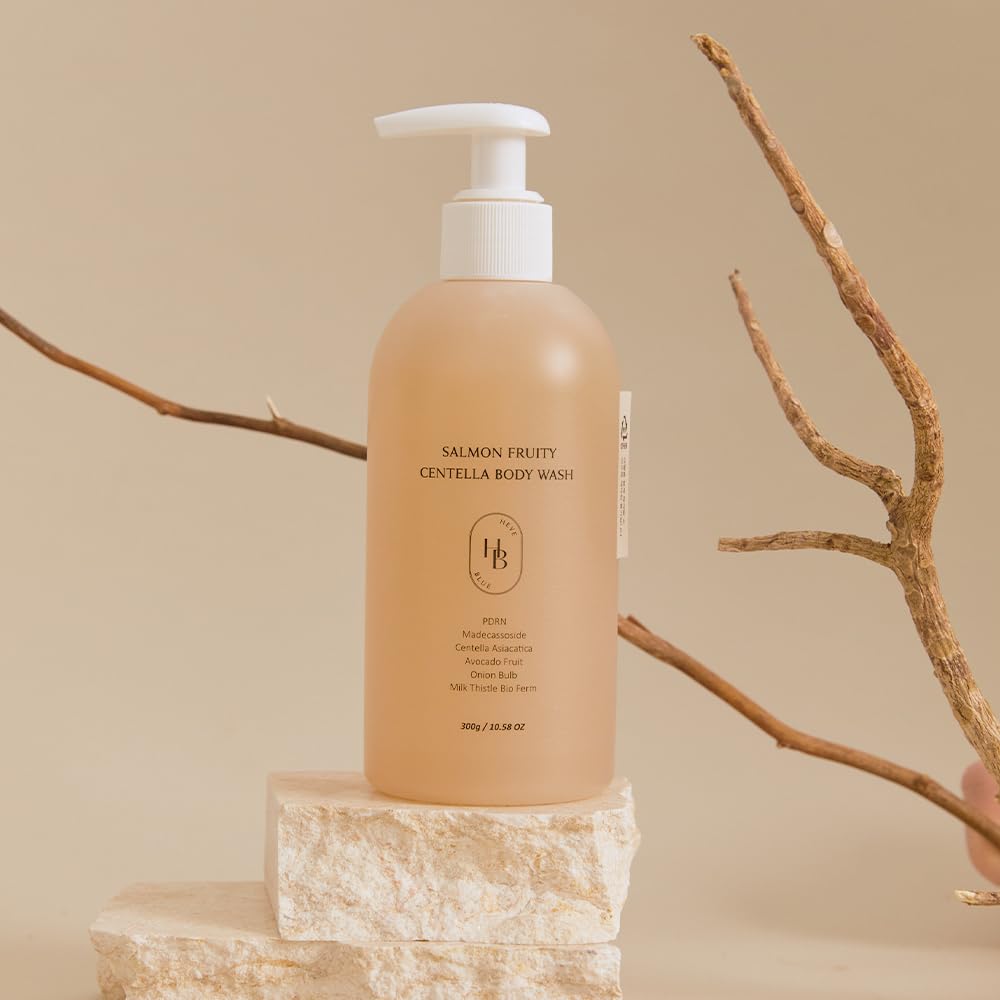 HEVEBLUE Salmon Fruity Centella Body Wash - Sensitive Skin, Korean Skincare, Bodycare, Hypoallergenic, Allergen-free Fragrance, PDRN, Salmon PDRN, Moisturizing, Natural Surfactants, K-Beauty