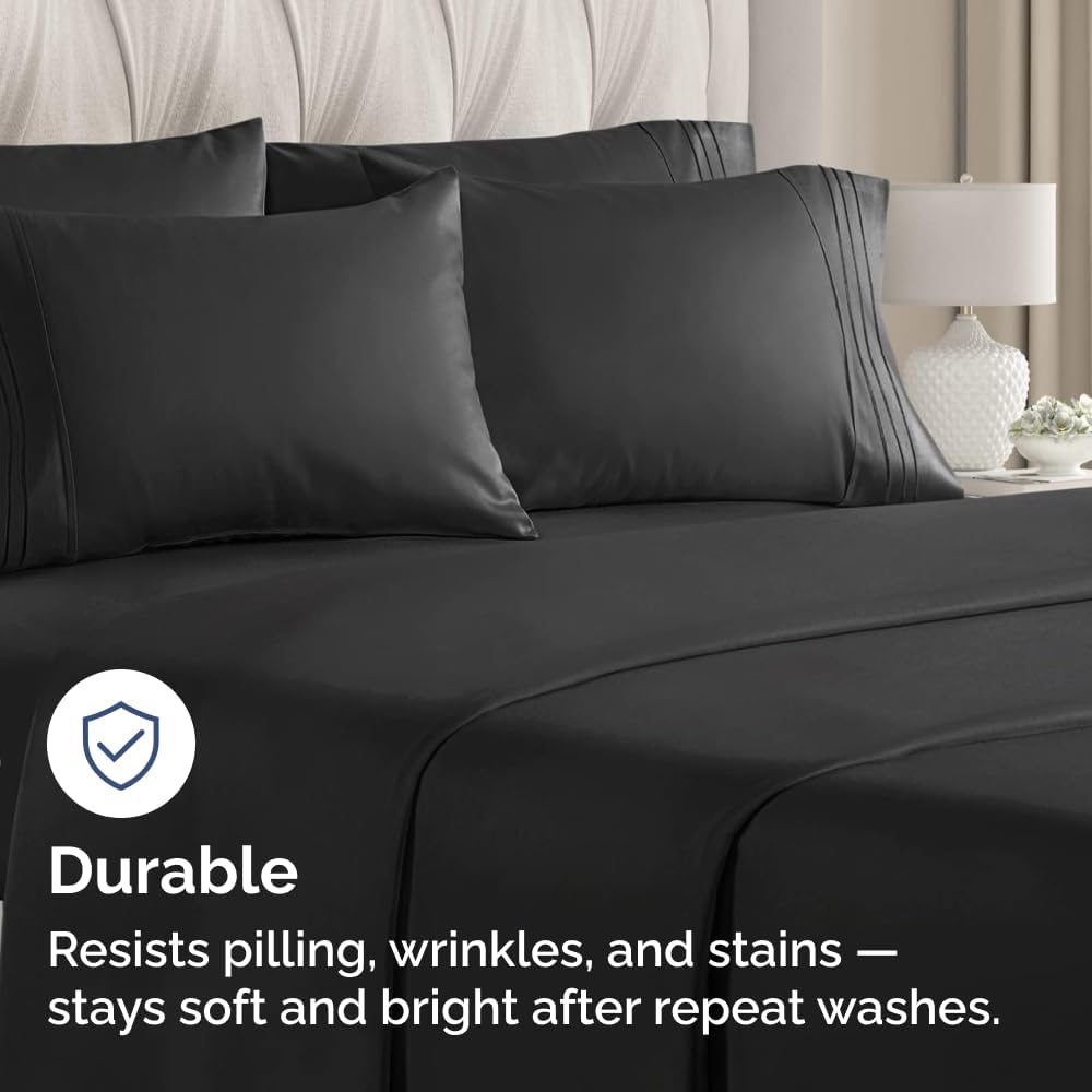 Queen Pillow Cases Set of 10 - Ultra Soft Hotel Quality Pillowcase Covers - Comfy & Wrinkle Free - Shrink, Stain and Fade Resistant - Easy-Care, Machine Washable Pillow Protectors - 10 Pcs Set - Black