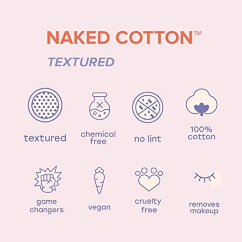 White Rabbit – Naked Cotton Textured – Unbleached Perforated Cotton Pads for Toner, Makeup Removal & Masks | Lint-Free, Exfoliating, Natural & Cruelty-Free | Korean Skin Care Product (100 Count)
