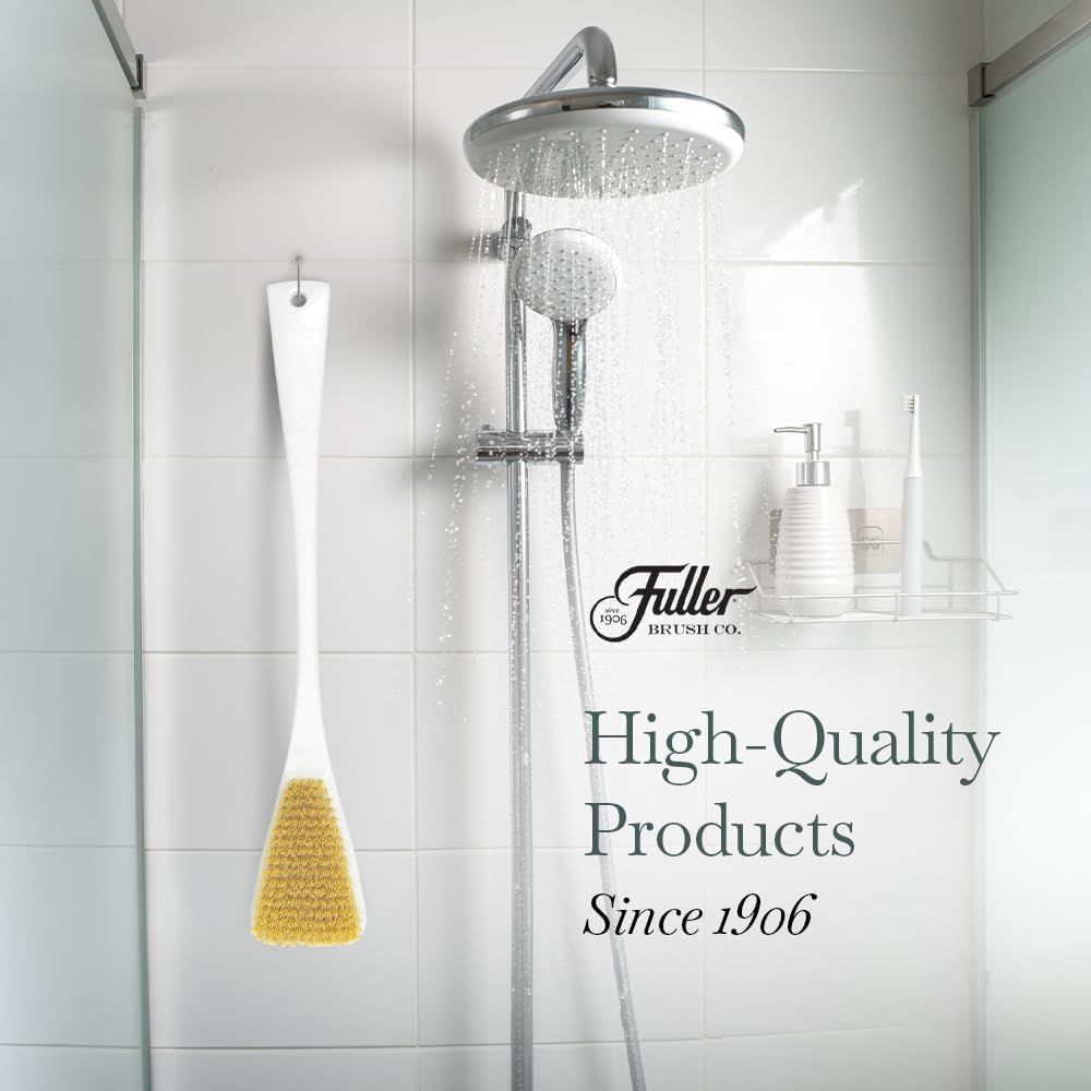 Fuller Brush Exfoliator & Scrub Body Brush - 16-inch Contoured Handle with Polyester Bristles - an All-Over Reach Including Back, Neck, Shoulders & Feet - Soft, Durable & Gentle on Your Skin