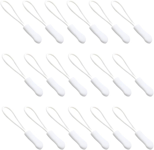 Ruidee 50 Pieces Zipper Pulls Zipper Tabs Zipper Pull Cord Extender Replacement Zipper Pulls for Backpacks, Jackets, Luggage, Purses, Handbags（White）
