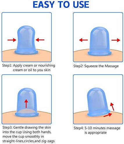 M-22 ONECUPPTOP Cupping Therapy Sets Silicone Anti Cellulite Cup Vacuum Suction Massage Cups Facial Cupping Sets Body and Face (Blue)