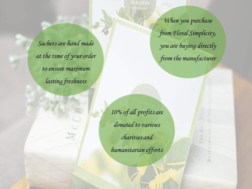 Honeysuckle Scented Sachets Pack of 6, Spring and Summer - Long-Lasting Scented Bags, Home Fragrance, Air Freshener & Deodorizer for Closet, Room, Drawer, or Cars, Made in USA