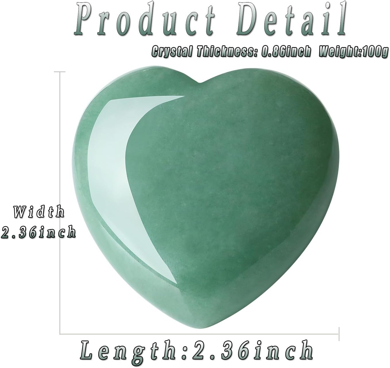MAIBAOTA 60 mm Green Aventurine Crystal Large Heart Love Stone Healing Crystals Heart Stone for Women Natural Reiki Gemstone Polished Heart Shaped Rocks Meditation