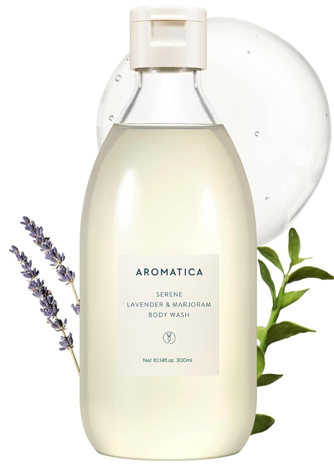 AROMATICA Serene Body Wash Lavender & Marjoram 10.14oz / 300ml, Vegan, Daily In-Shower Wash Blended w/Naturally Derived Scents