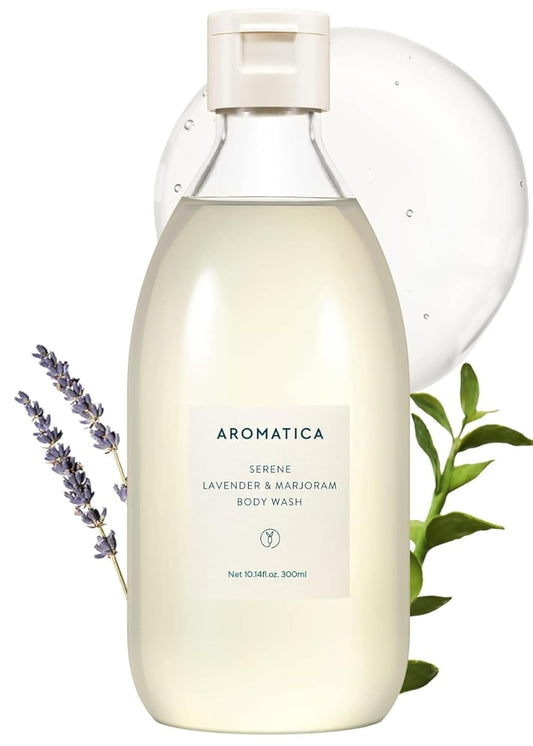 AROMATICA Serene Body Wash Lavender & Marjoram 10.14oz / 300ml, Vegan, Daily In-Shower Wash Blended w/Naturally Derived Scents