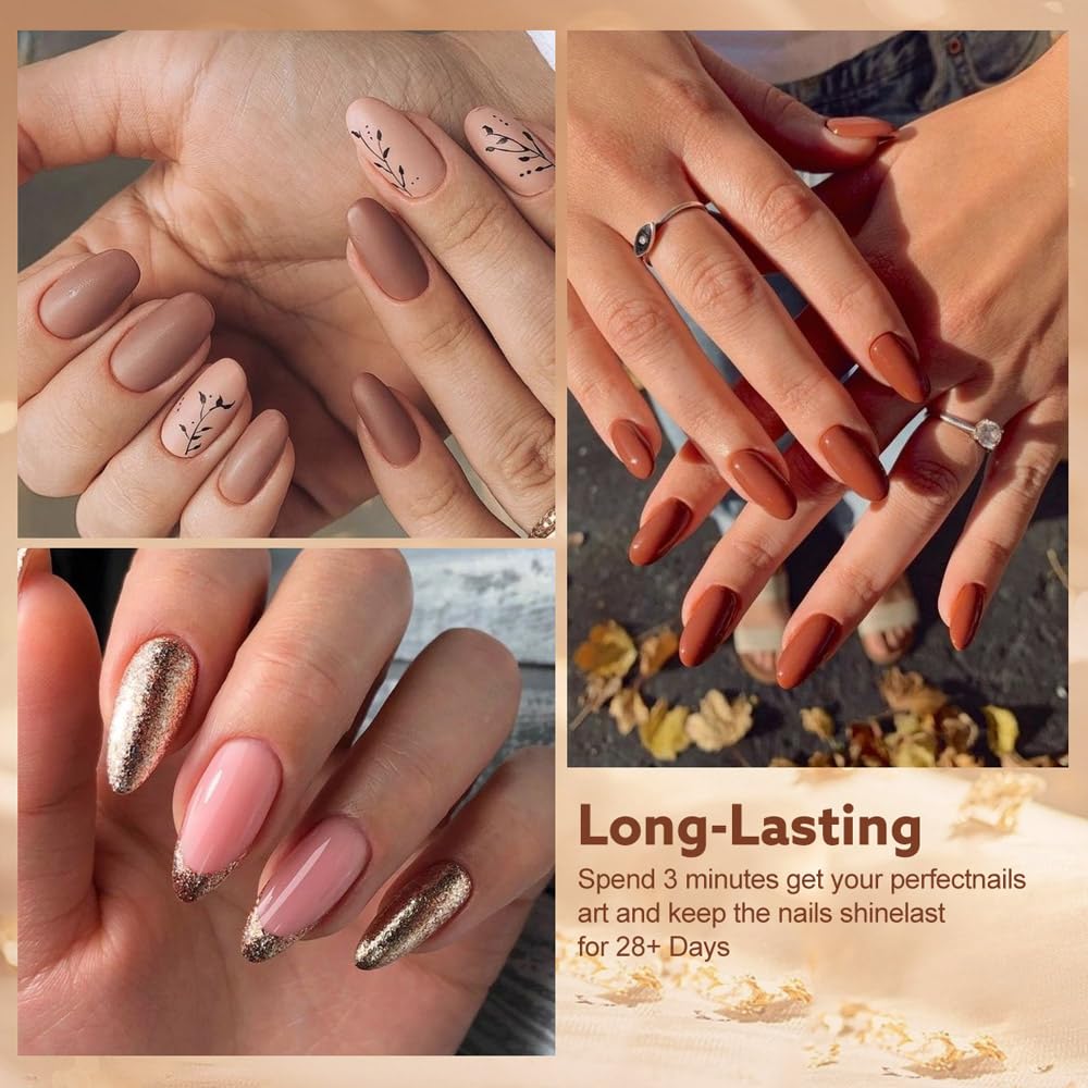 CANNI 30Pcs 9ML Hema-free Gel Nail Polish Set,Nude Brown Red Glitter Gold Gel Polish Kit Soak Off LED Nail Gel Polish Set Nail Art Starter Manicure Salon DIY at Home