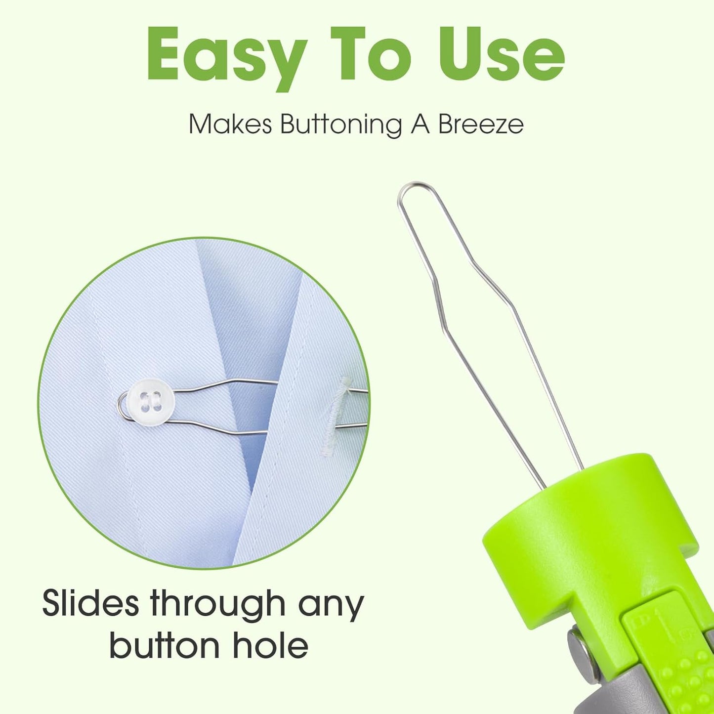 Button Hook with Zipper Pull，One Hand Dressing Aids for Easy Button,Button Assist Tool and Zipper Helper for Seniors,Elderly, Disabled Men and Women-2pack