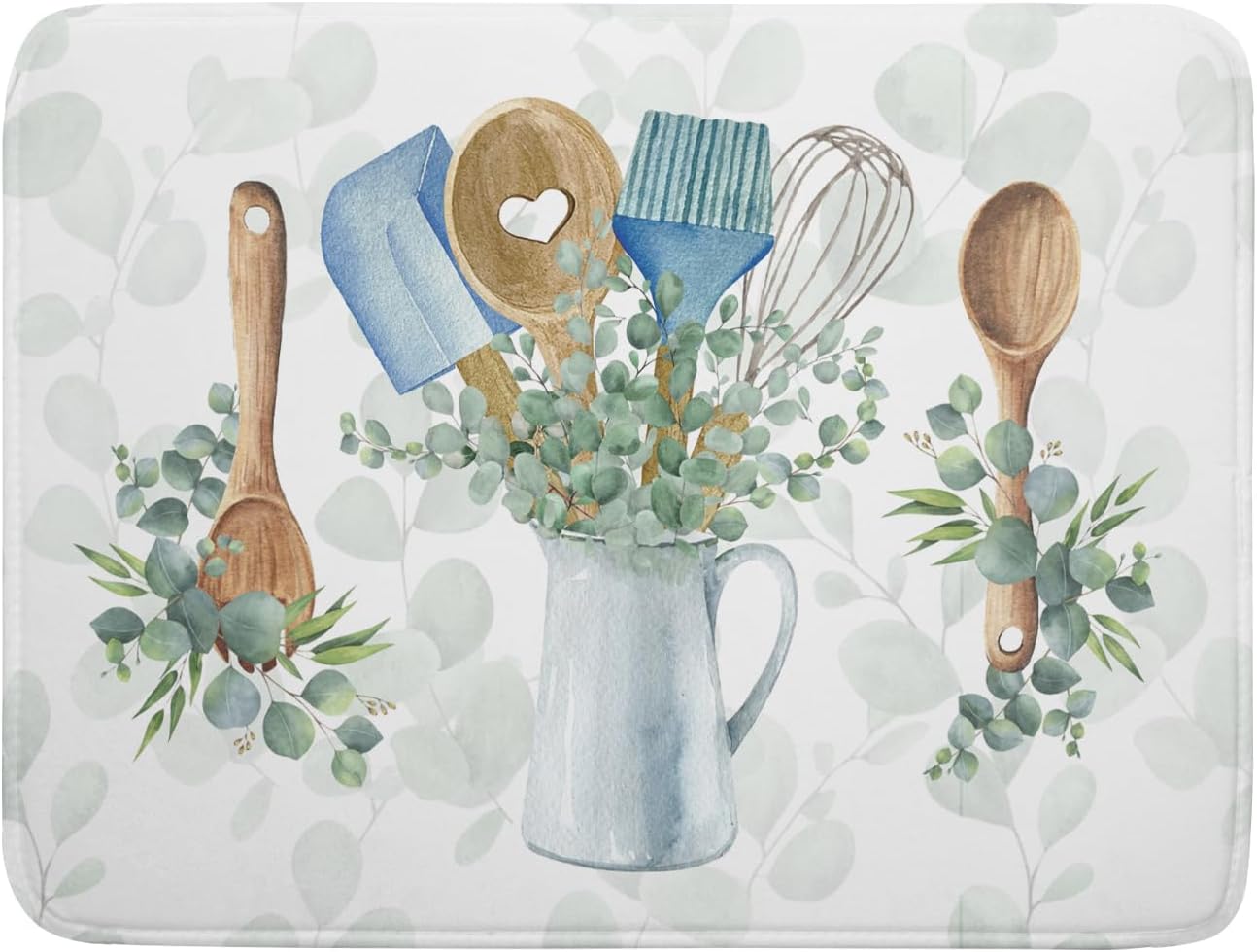 Sage Green Dish Drying Mat for Kitchen Counter, Cooking Supplies Reversible Dish Drainer Rack Pad Fast Dry Kitchen Accessories 18x24 Inch