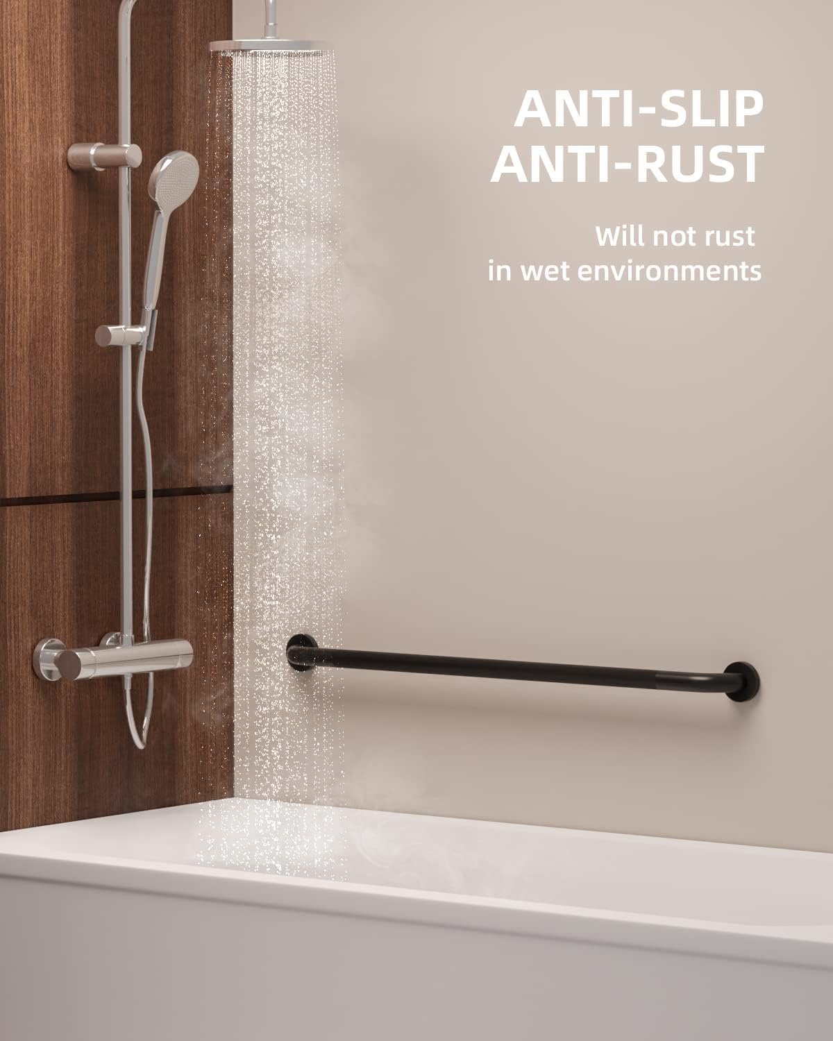 2 Pack 36 Inch Anti Slip Shower Grab Bar Oil Rubbed Black 1.25" Diameter,Munzong Bathroom Grab Bar, Knurled Bathroom Balance Bar,Safety Hand Rail Support Handicap Elderly Senior Assist Bath Handle