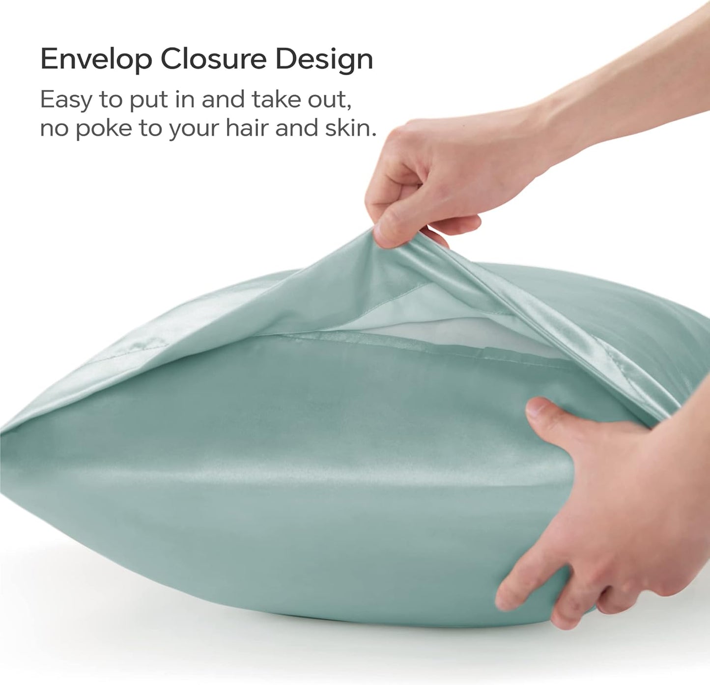 BEDELITE Satin Body Pillow Cover, Super Soft and Cooling Body Pillow Pillowcase for Hair and Skin, Breathable Silky Full Long Pillowcase Cover(20"x54", Haze Blue)