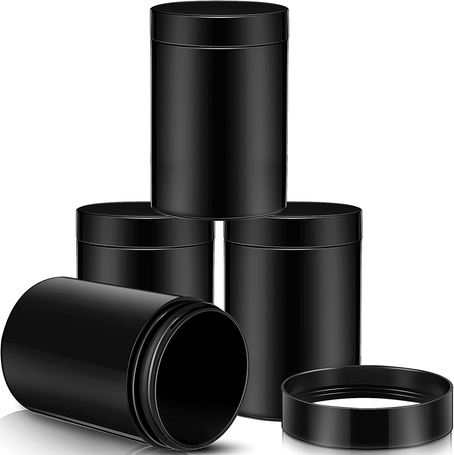 SATINIOR 12 Pack 10 oz Plastic Container Jars with Lids Round Clear Travel Cosmetic Container Slime Jar for Toiletries, Lotion, Cream, Ointment, Makeup, Rhinestone, Sample, Kitchen Storage(Pure Black)